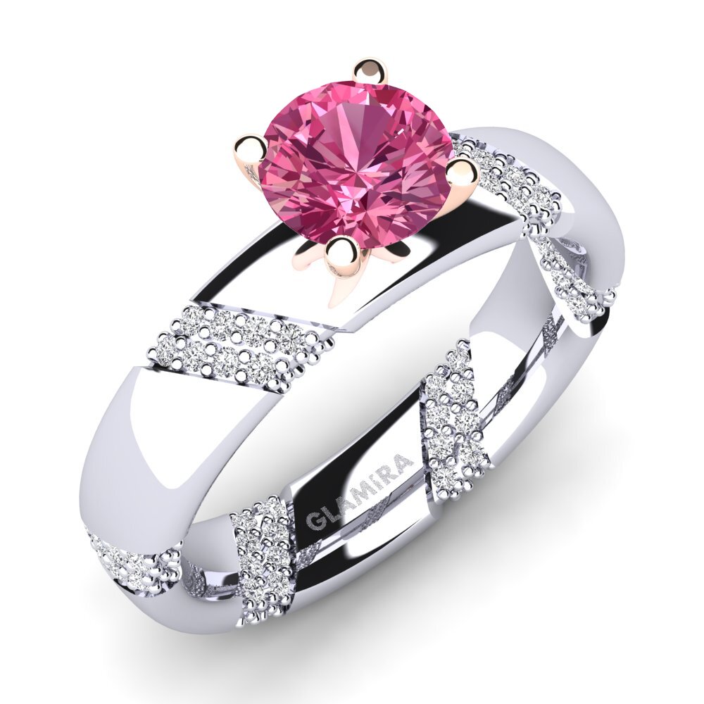 18ct White & Rose Gold Pink Tourmaline Engagement Ring Orlena