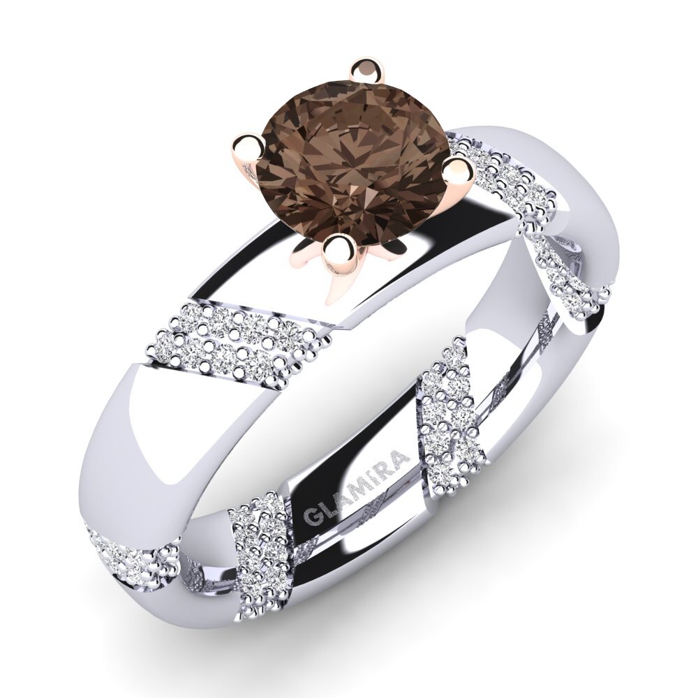 9ct White & Rose Gold Smoky Quartz Engagement Ring Orlena