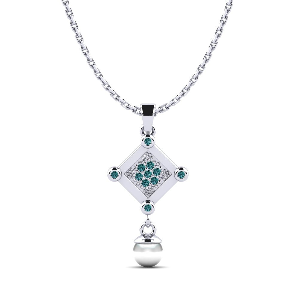 950 Platinum Blue Diamond Women's Pendant Orteraess