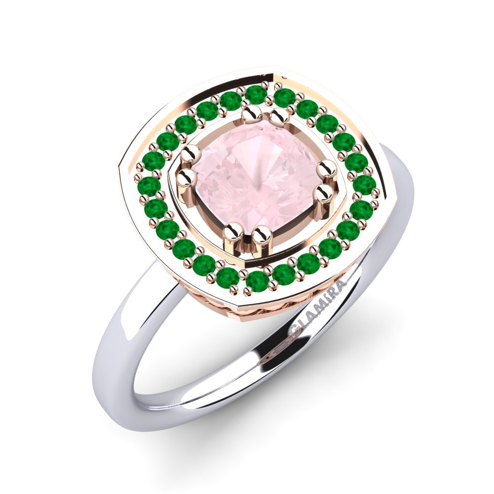 18K White & Rose Gold Rose Quartz Engagement Ring Orva