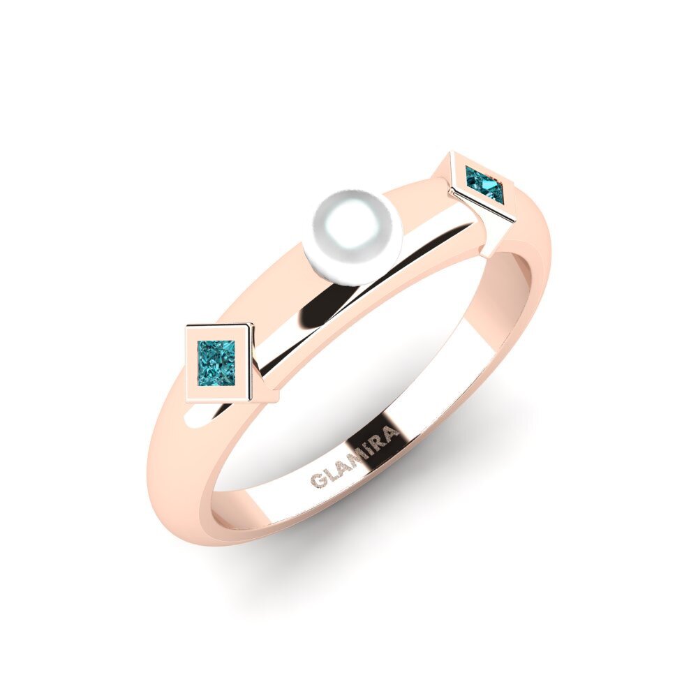 14k Oro Rosa Diamante Azul Anillo Osachepera