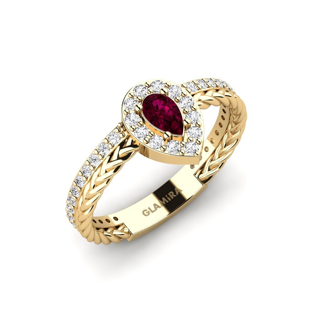 Pear Rhodolite Garnet Engagement Ring Osimiri