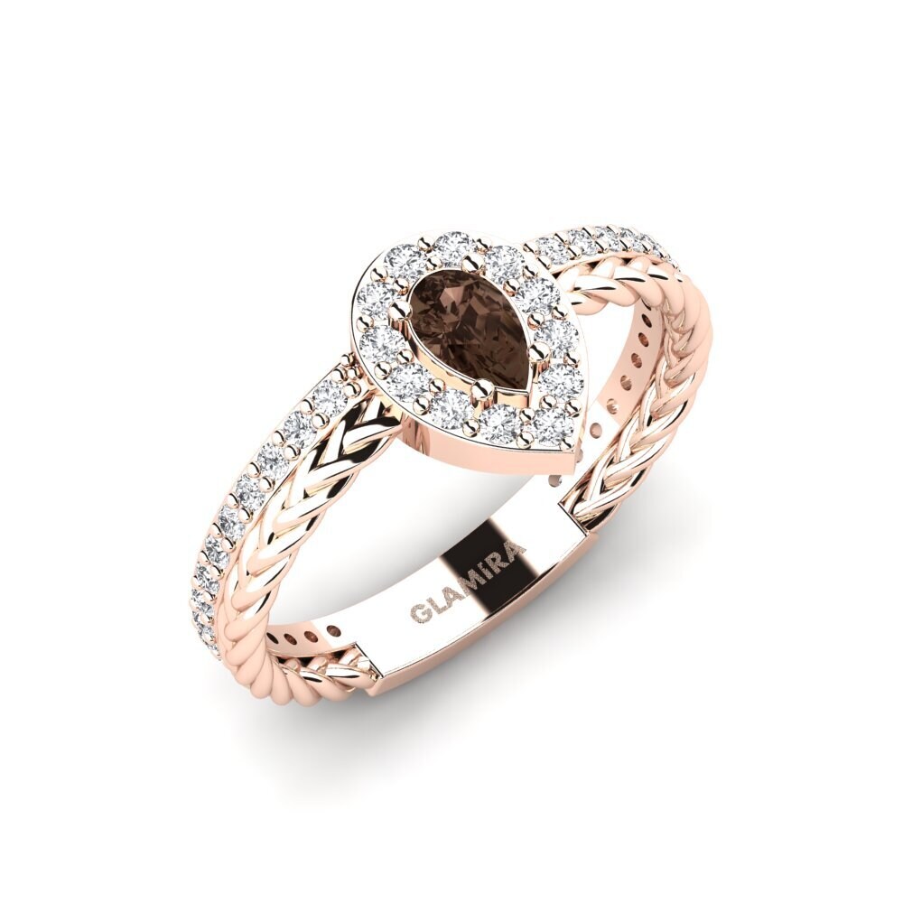 14ct Rose Gold Smoky Quartz Engagement Ring Osimiri