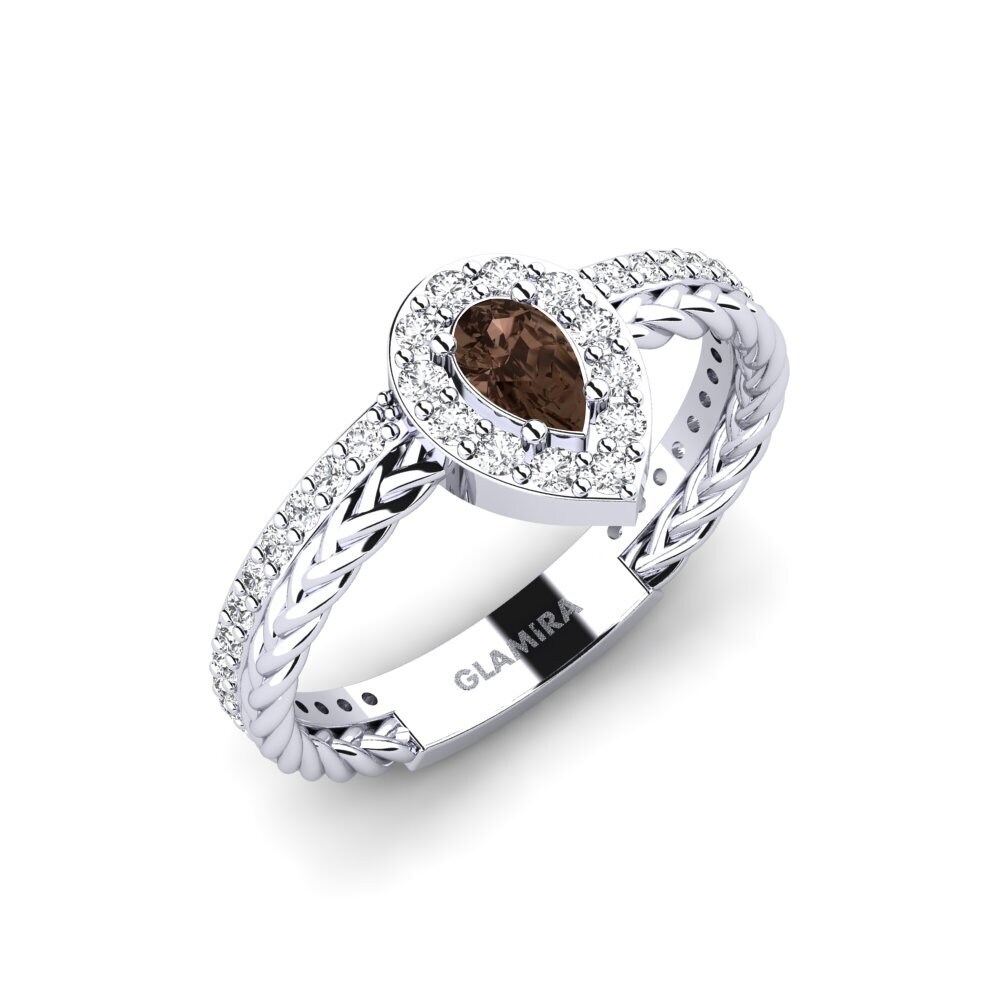 White Silver Smoky Quartz Engagement Ring Osimiri
