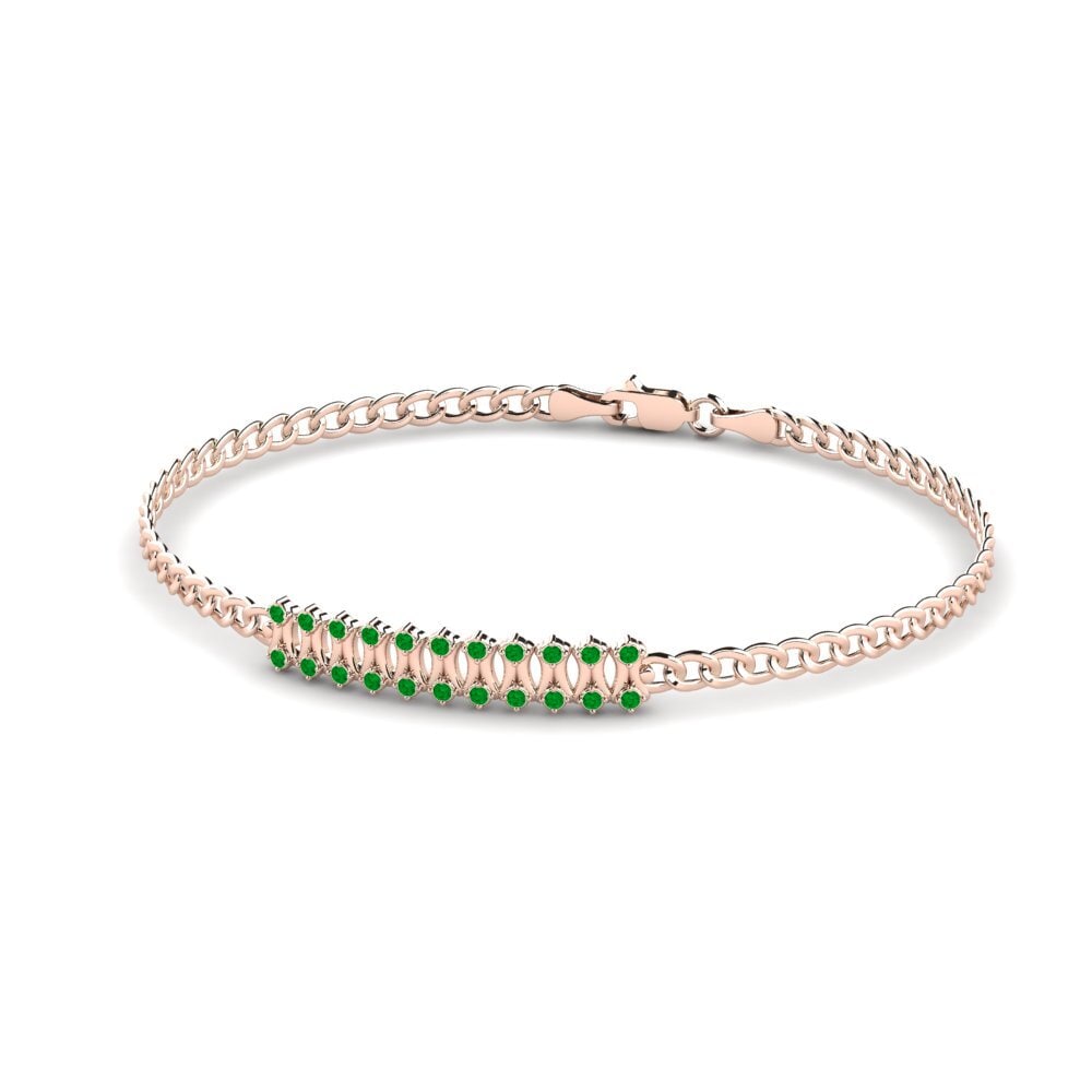 18ct Rose Gold Emerald Men's Bracelet Ostroff