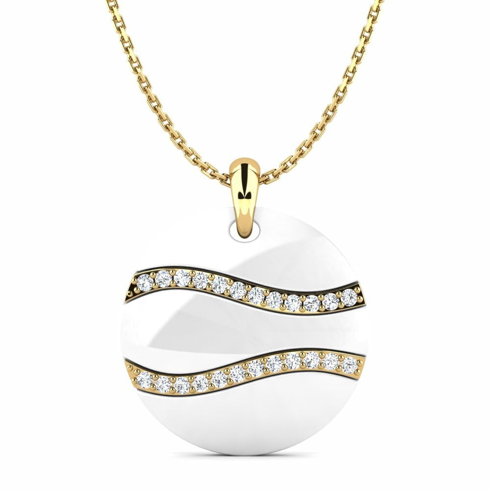 14K Geel Goud Rond Zirkoon Dames Hanger Otisha