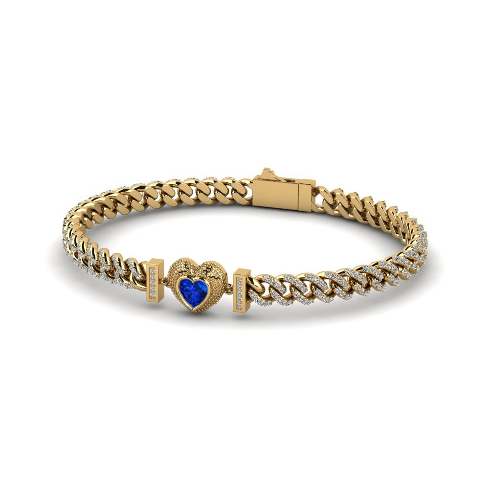 14k Oro Amarillo Safiro (Creado en Laboratorio) Pulsera de Mujer Ottar