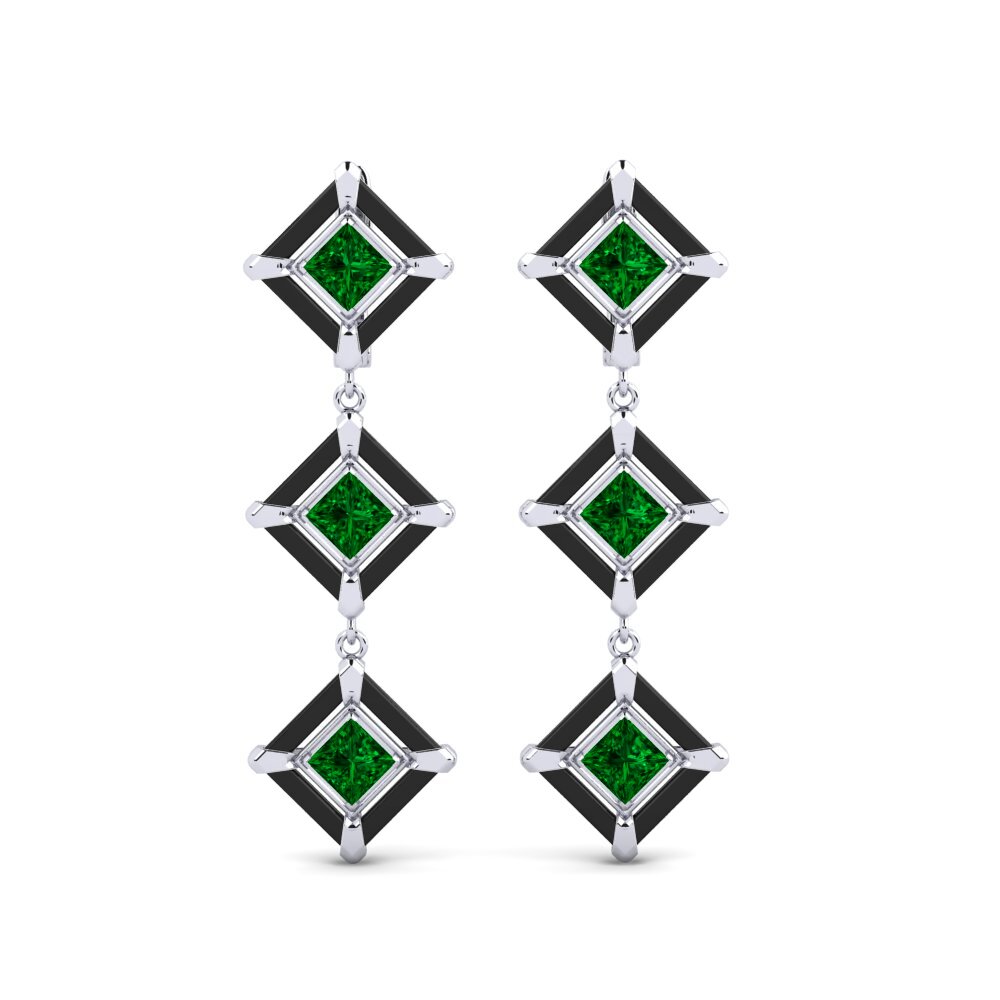 950 Platinum Green Zirconia Women's Earring Ottesen