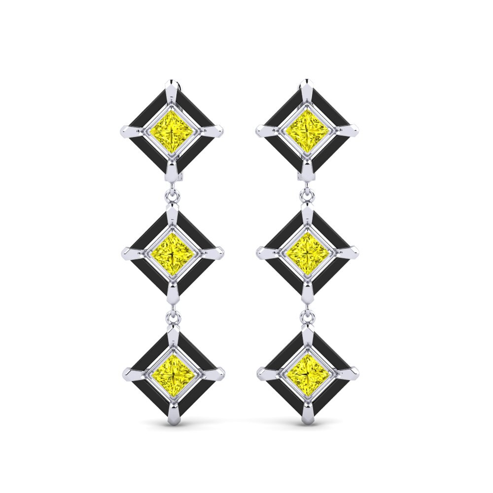 14ct White Gold Yellow Diamond Women's Earring Ottesen