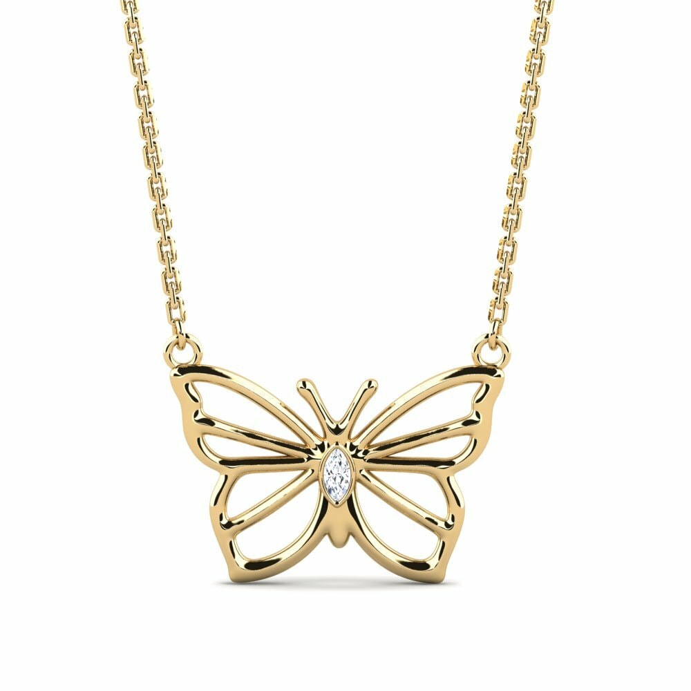 14k Yellow Gold Zirconia Women's Necklace Otunet