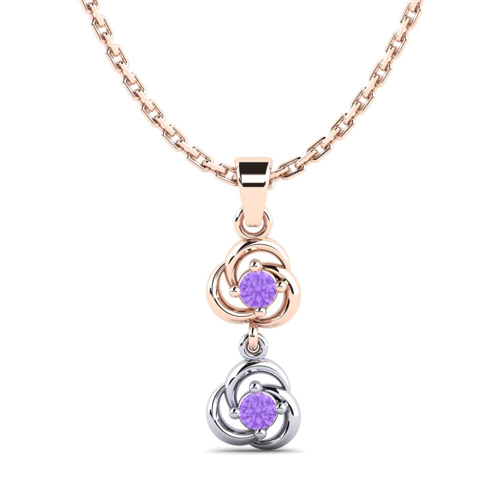 9k Oro Rosa & Blanco Amatista Colgante de Mujer Outdot