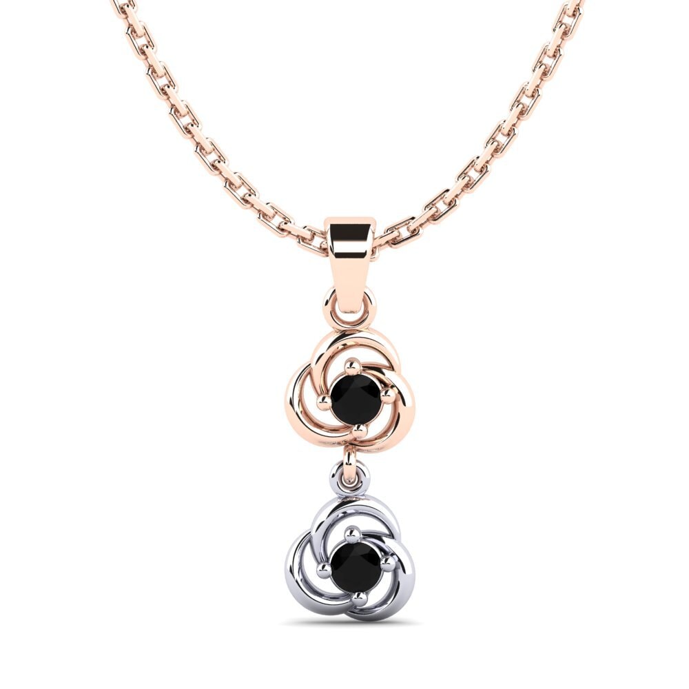 9k Oro Rosa & Blanco Ónix Negro Colgante de Mujer Outdot