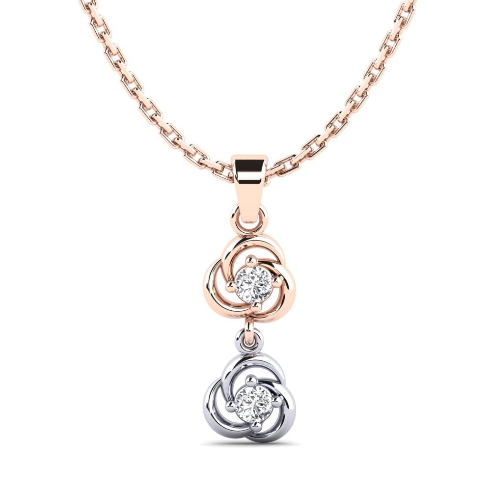 9k Oro Rosa & Blanco Diamante Colgante de Mujer Outdot