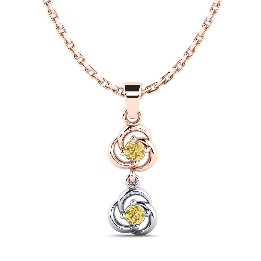 9k Oro Rosa & Blanco Diamante Amarillo Colgante de Mujer Outdot