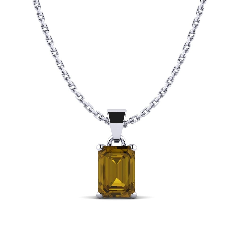 Paladio 950 Circón Marrón Colgante de Mujer Outen 1.02 crt
