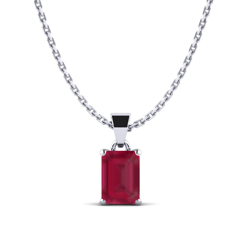 White Silver Ruby Women's Pendant Outen 1.02 crt