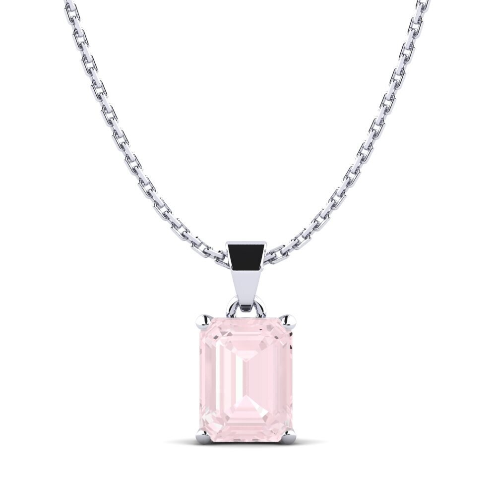 Paladio 950 Cuarzo rosa Colgante de Mujer Outen 2.15 crt