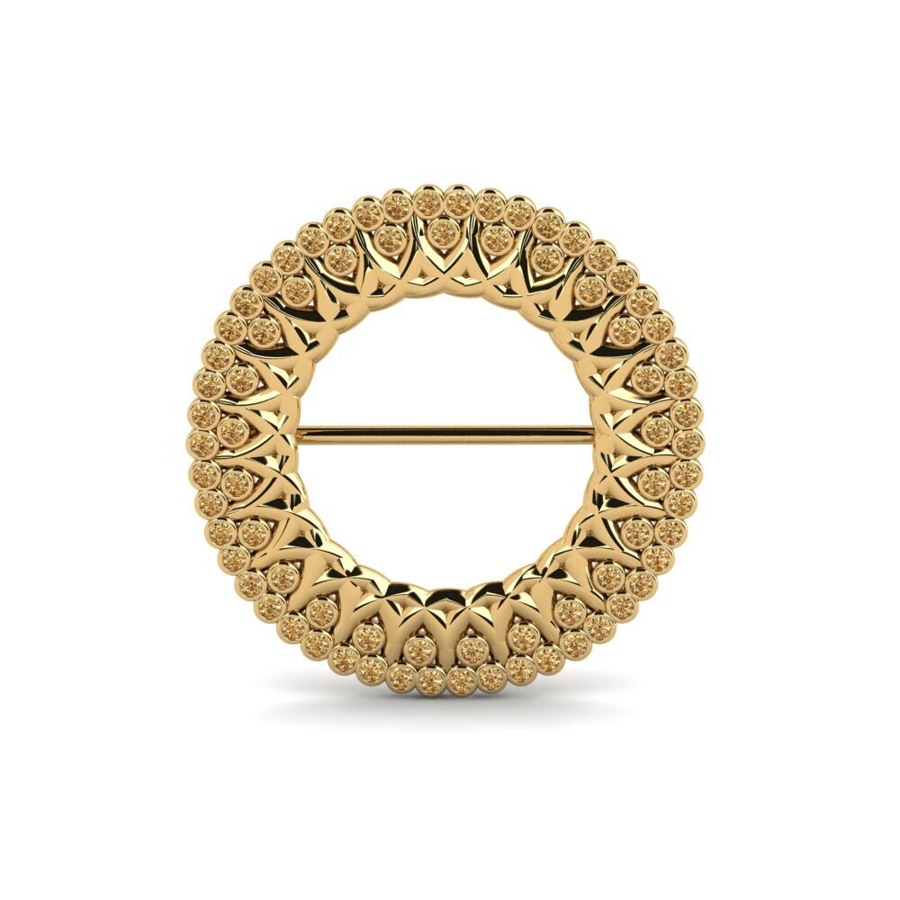 14ct Yellow Gold Brown Diamond Brooch Outlandish