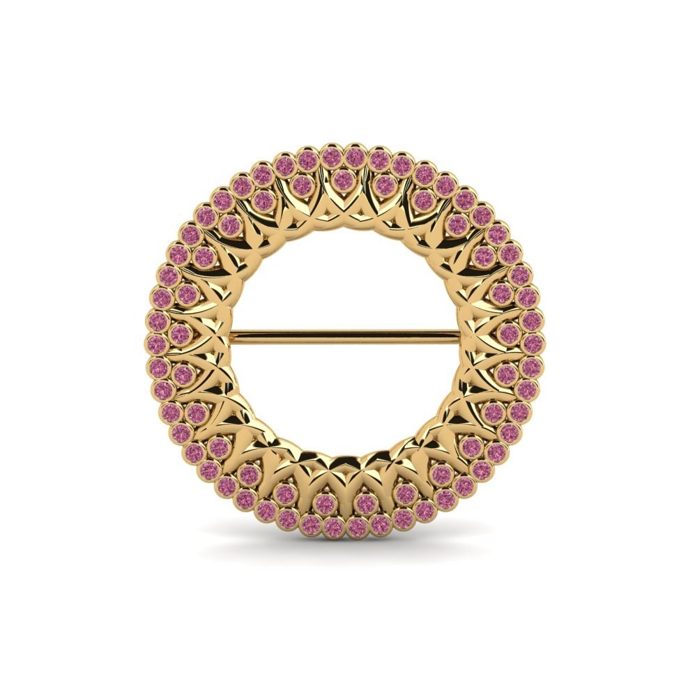 14ct Yellow Gold Rhodolite Garnet Brooch Outlandish