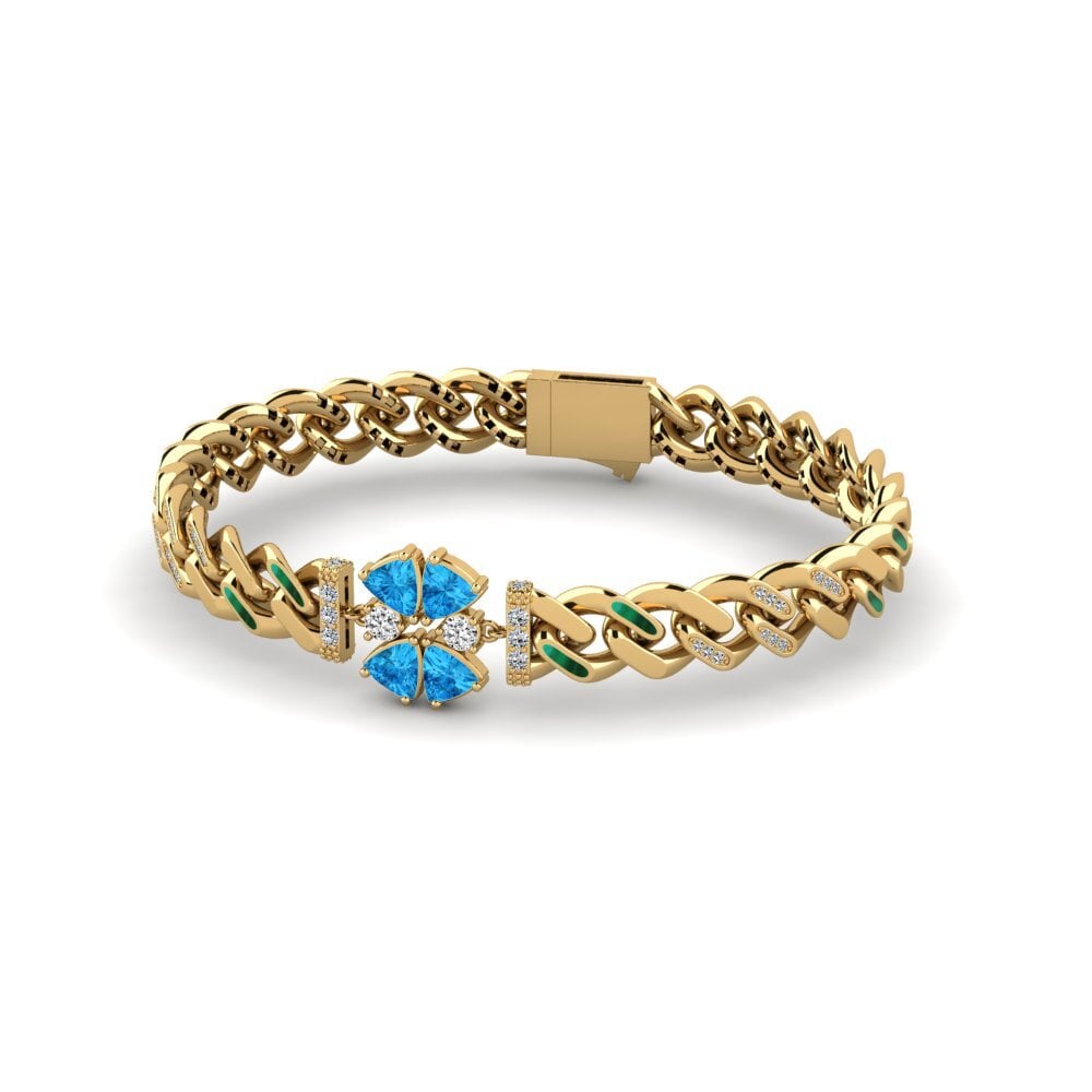 14k Oro Amarillo Topacio azul Pulsera de Mujer Outlying