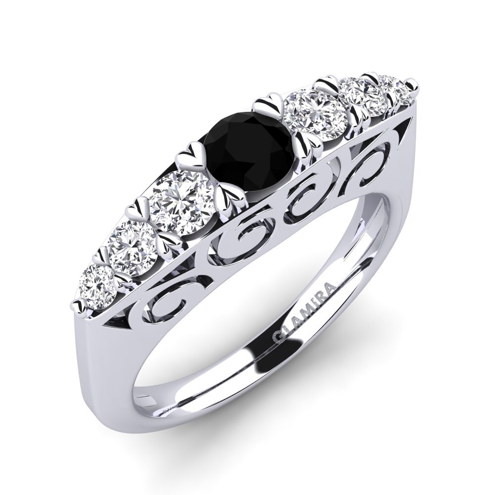 Black Diamond Engagement Ring Ovate