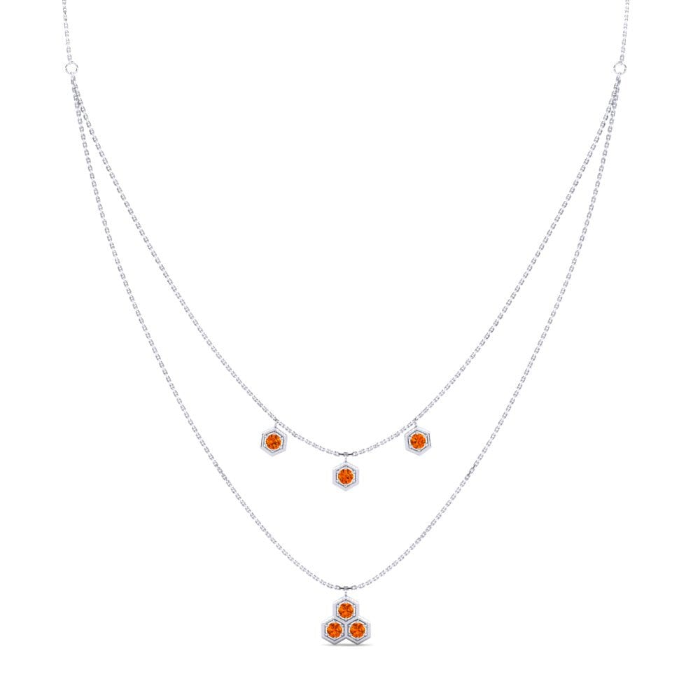 Zafiro Naranja Collar de Mujer Overs