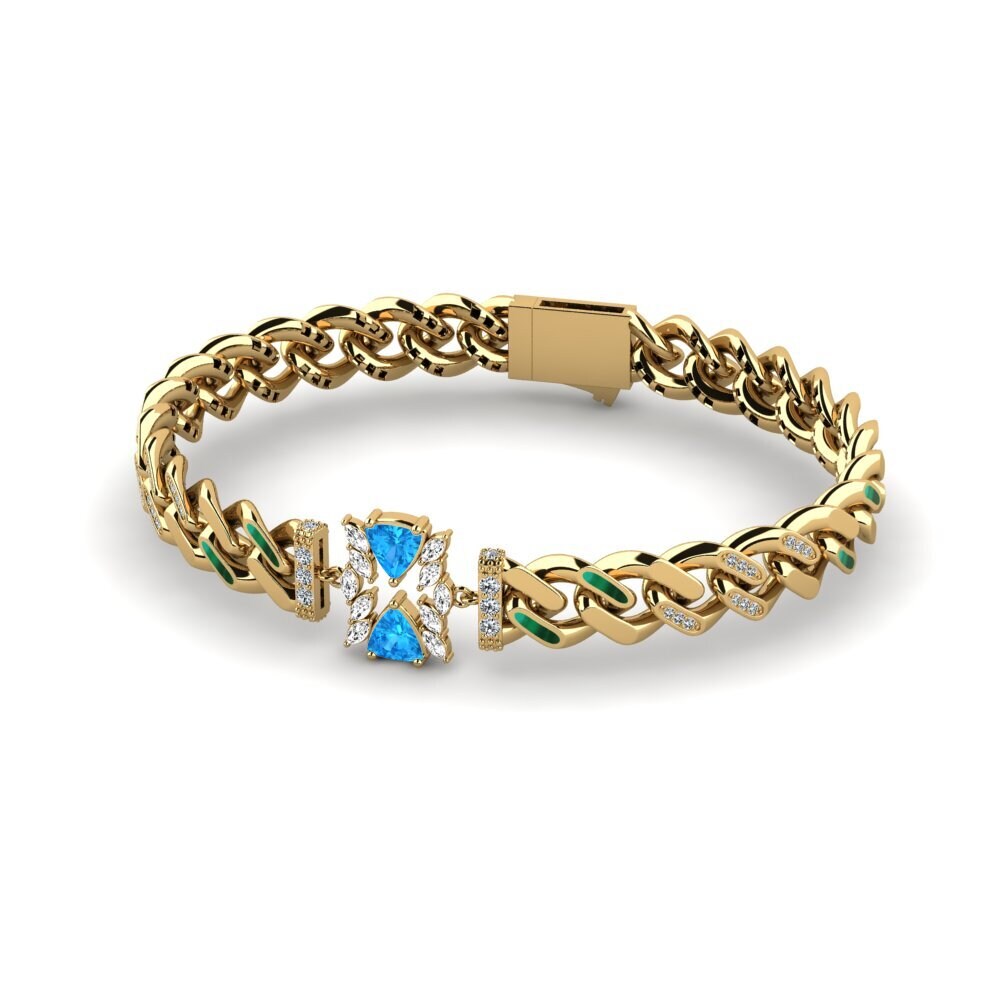 14k Oro Amarillo Topacio azul Pulsera de Mujer Ovideand