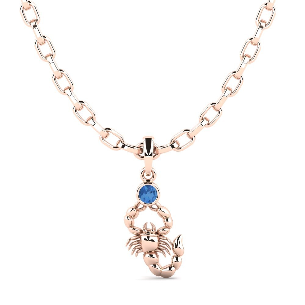 14K Rood Goud Donker Blauwe Zirkoon Heren hanger Owens