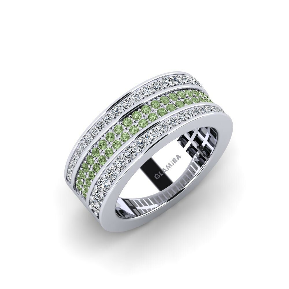 Argent Blanc Diamant Vert Bague Oxyte