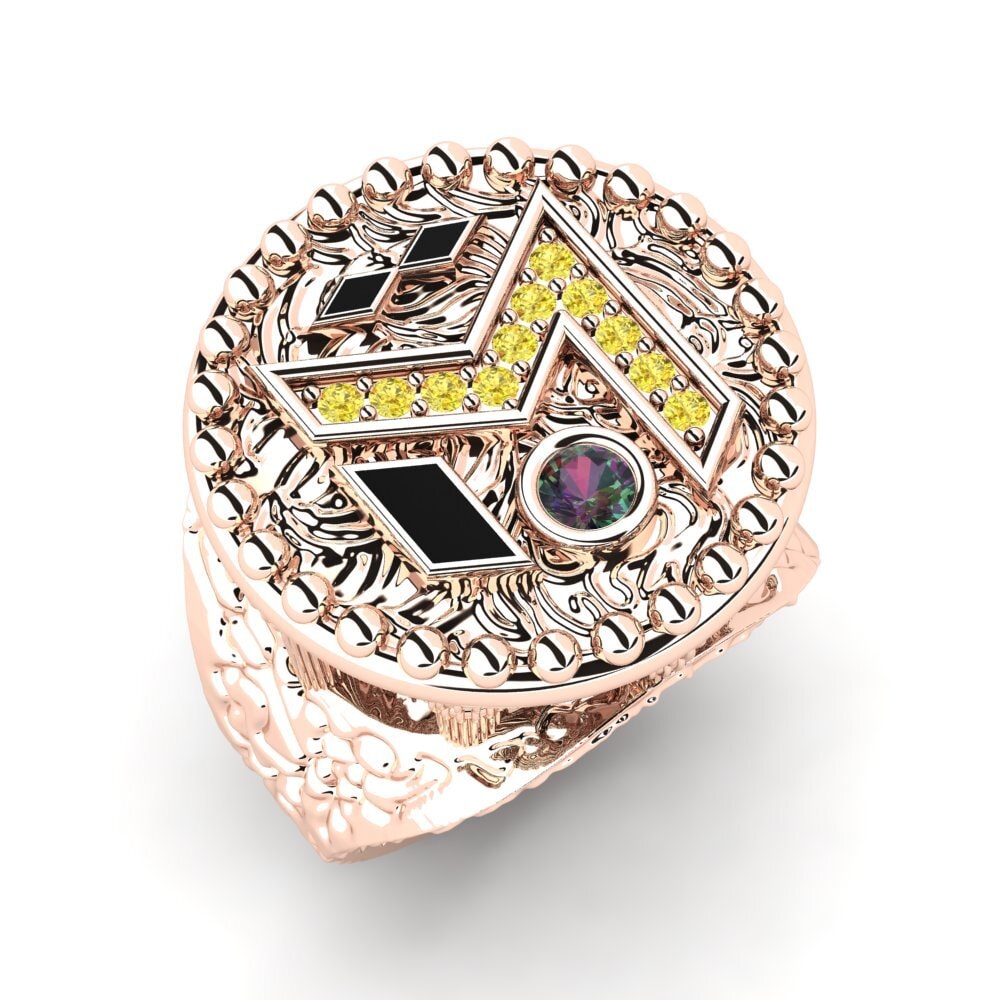 9ct Rose Gold Mystic Topaz Men's Ring Clayton