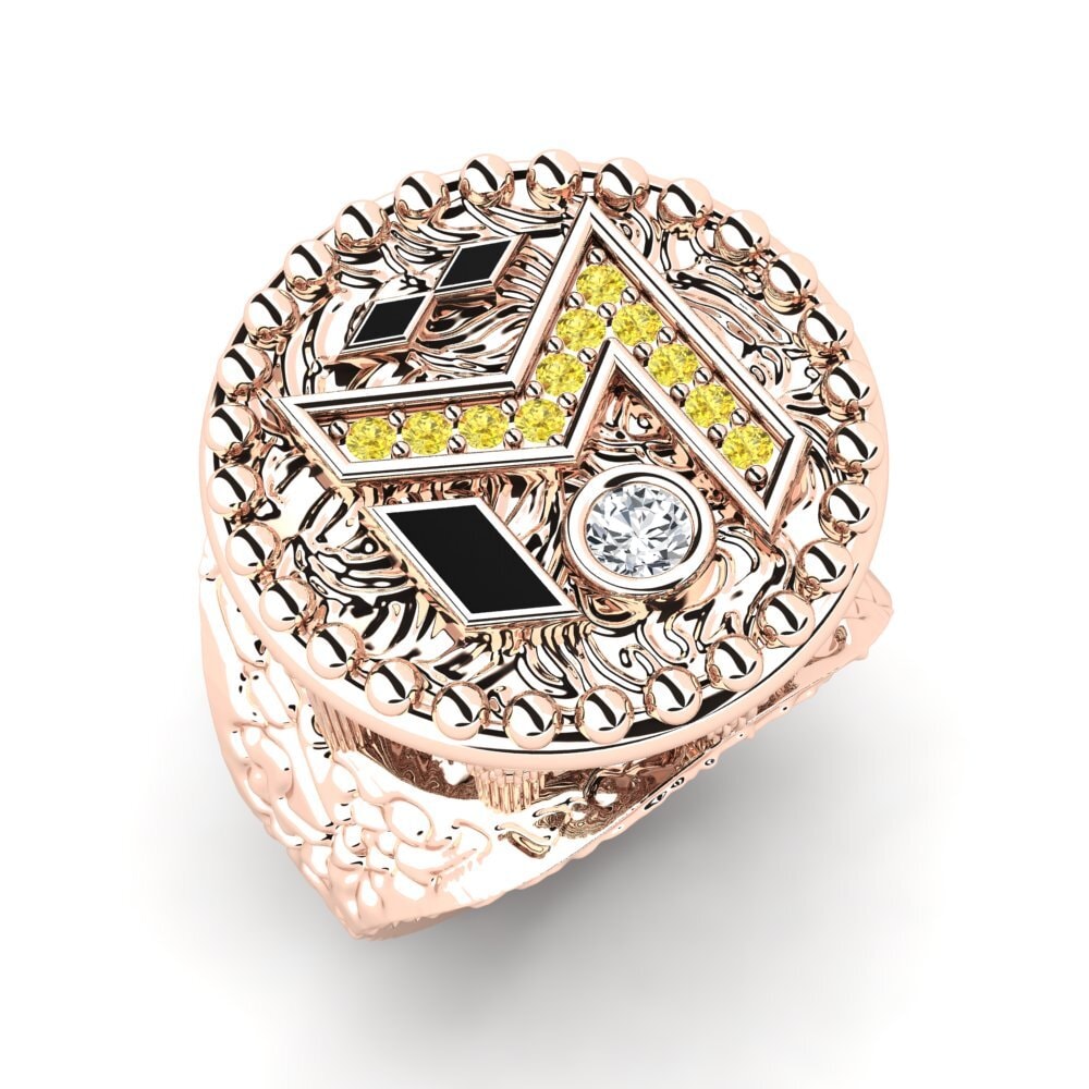 9ct Rose Gold White Zircon Men's Ring Clayton