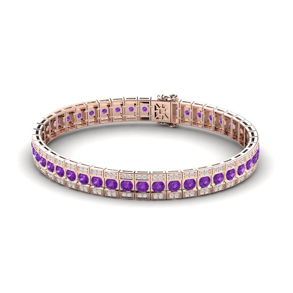 14ct Rose Gold Amethyst Men's Bracelet Colson