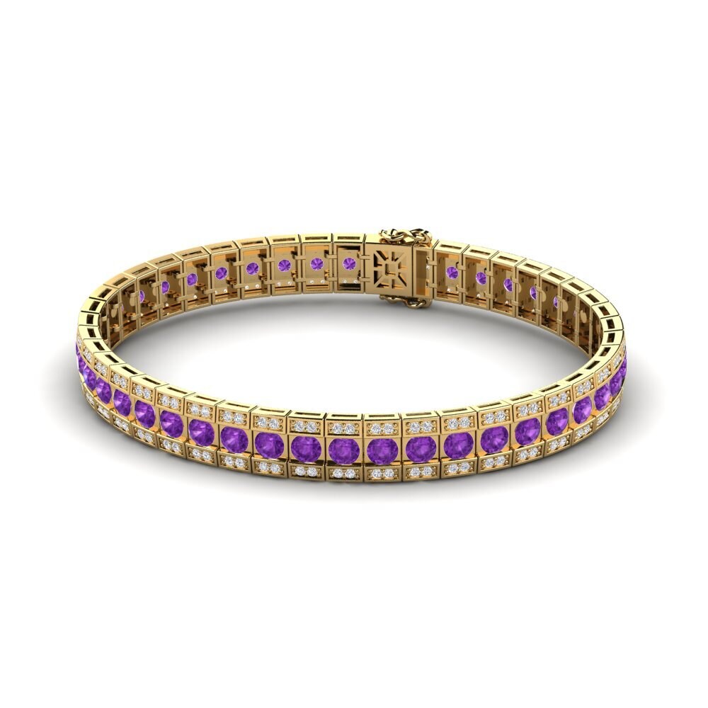 18ct Yellow Gold Amethyst Men's Bracelet Colson