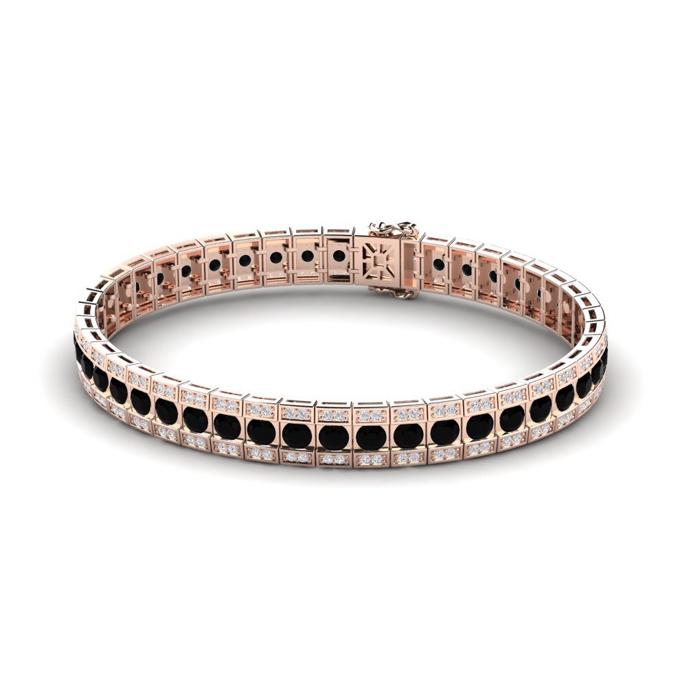 14ct Rose Gold Black Sapphire Men's Bracelet Colson
