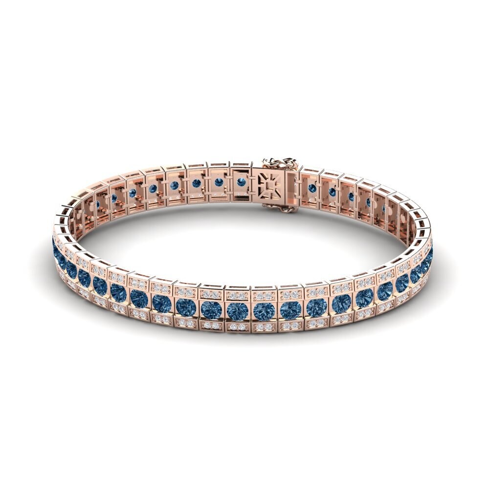 14ct Rose Gold Blue Diamond Men's Bracelet Colson