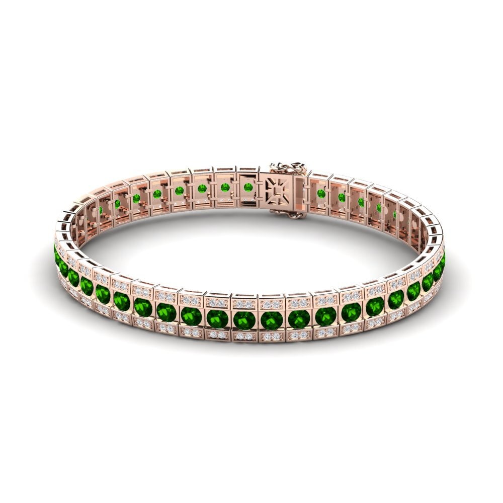 Link Green Tourmaline 18ct Rose Gold Bracelets