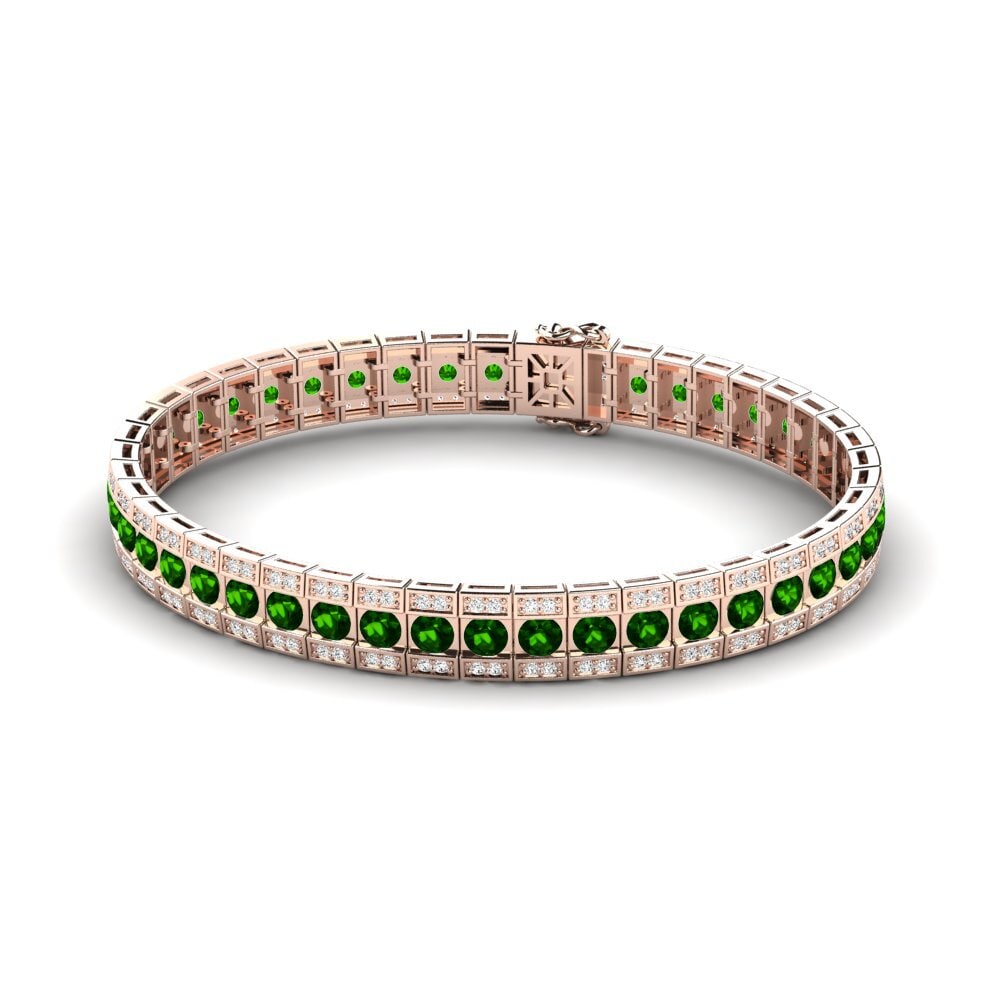 14ct Rose Gold Green Tourmaline Men's Bracelet Colson
