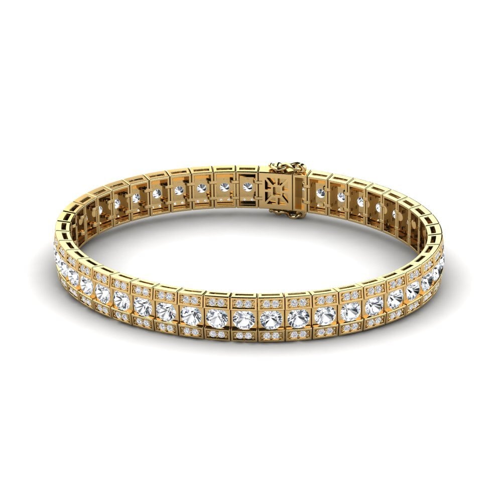 Link White Zircon 14ct Yellow Gold Bracelets