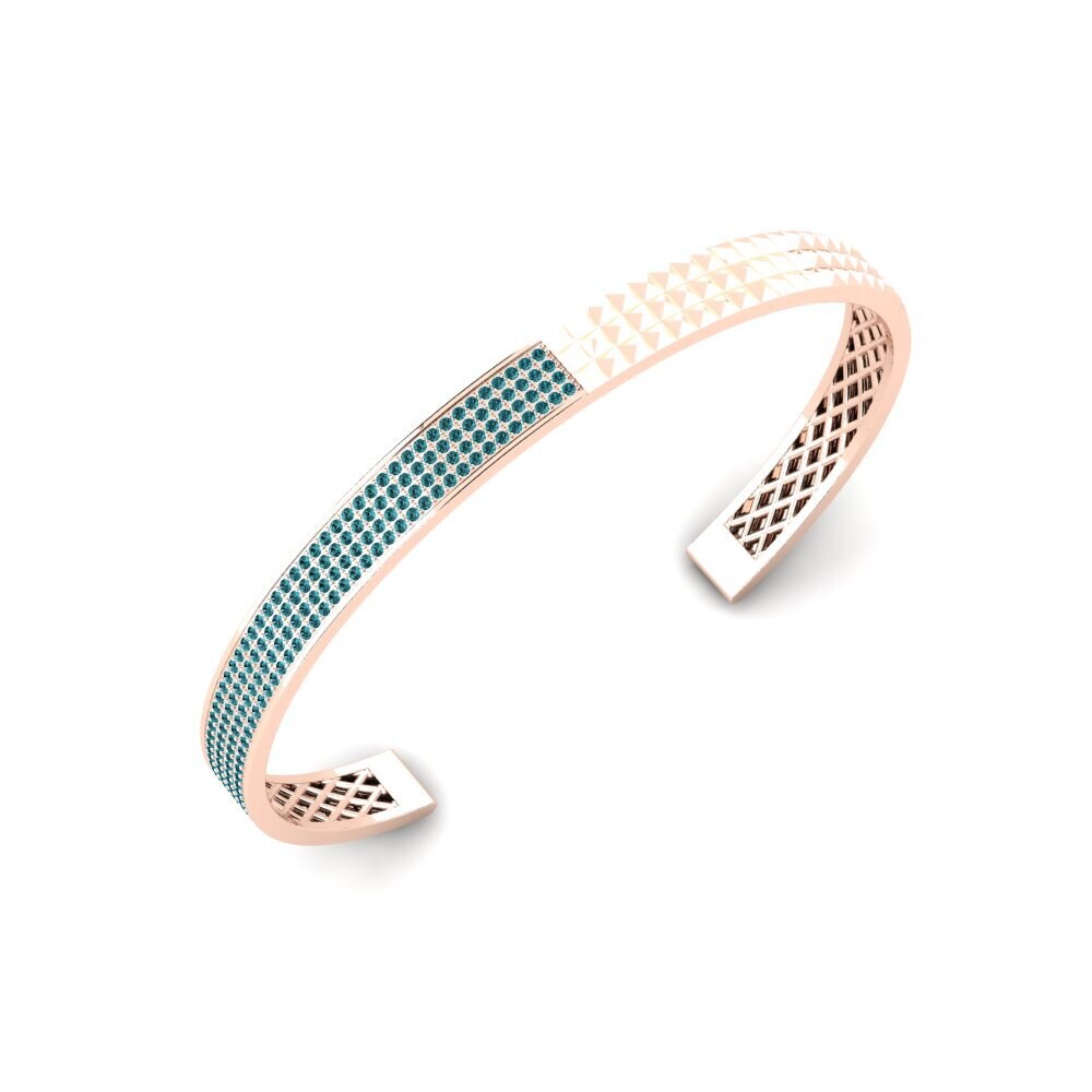 14ct Rose Gold Blue Diamond Men's Bracelet Darius