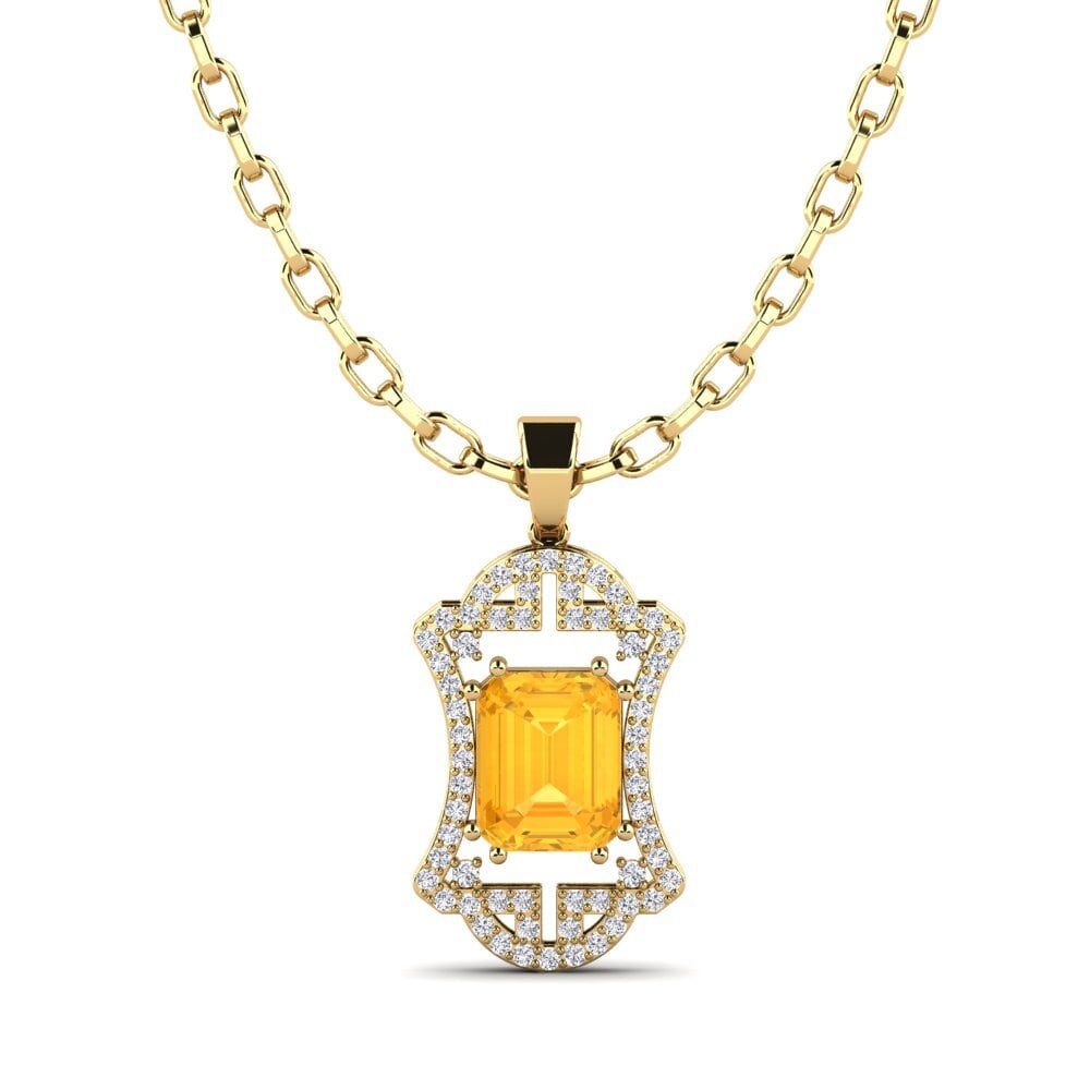 14ct Yellow Gold Citrine Men's Pendant Excadrill