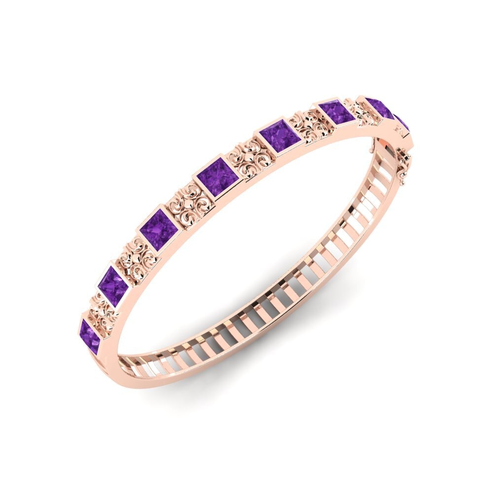14ct Rose Gold Amethyst Men's Bracelet Hattrem
