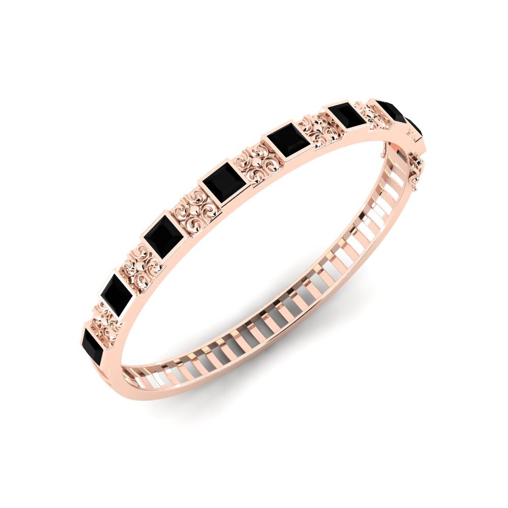 14ct Rose Gold Black Sapphire Men's Bracelet Hattrem