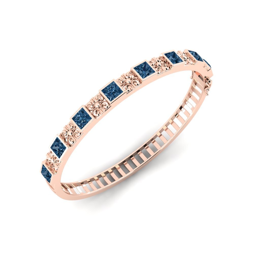 14ct Rose Gold Blue Diamond Men's Bracelet Hattrem