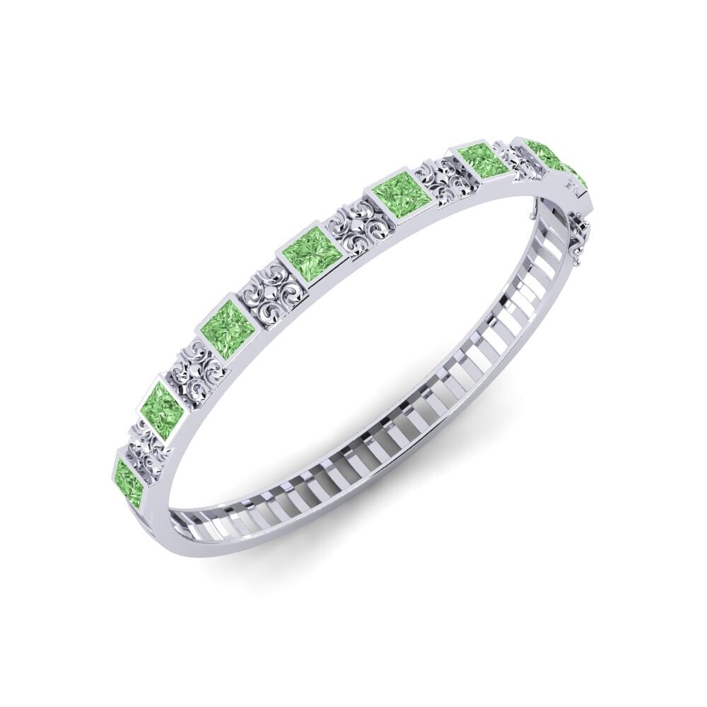 9ct White Gold Green Diamond Men's Bracelet Hattrem