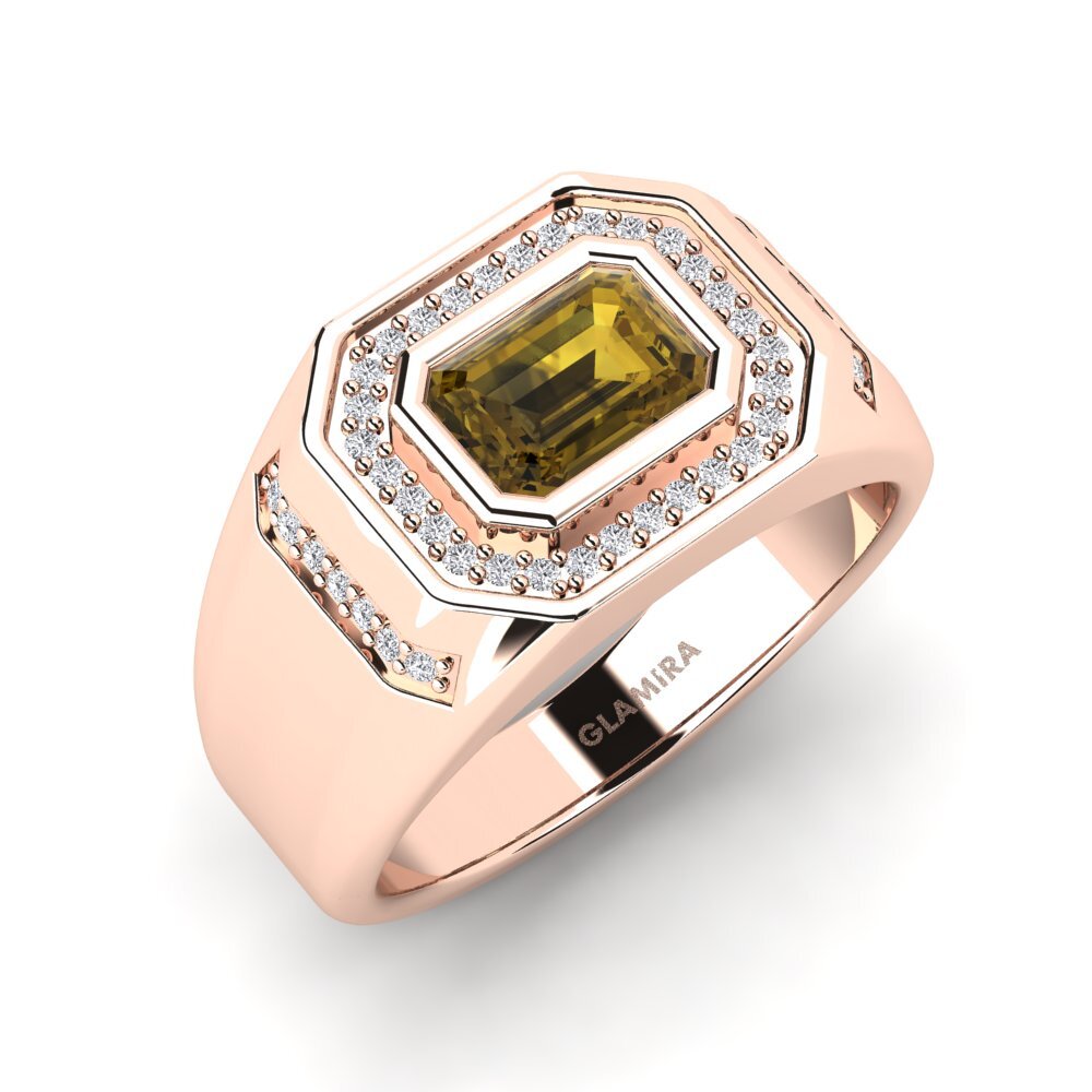 9ct Rose Gold Brown Zircon Men's Ring Reece