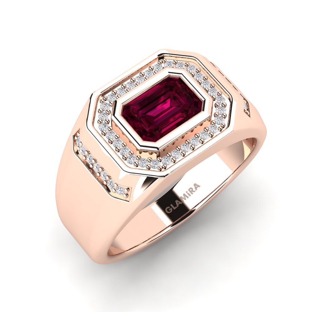 9ct Rose Gold Rhodolite Garnet Men's Ring Reece
