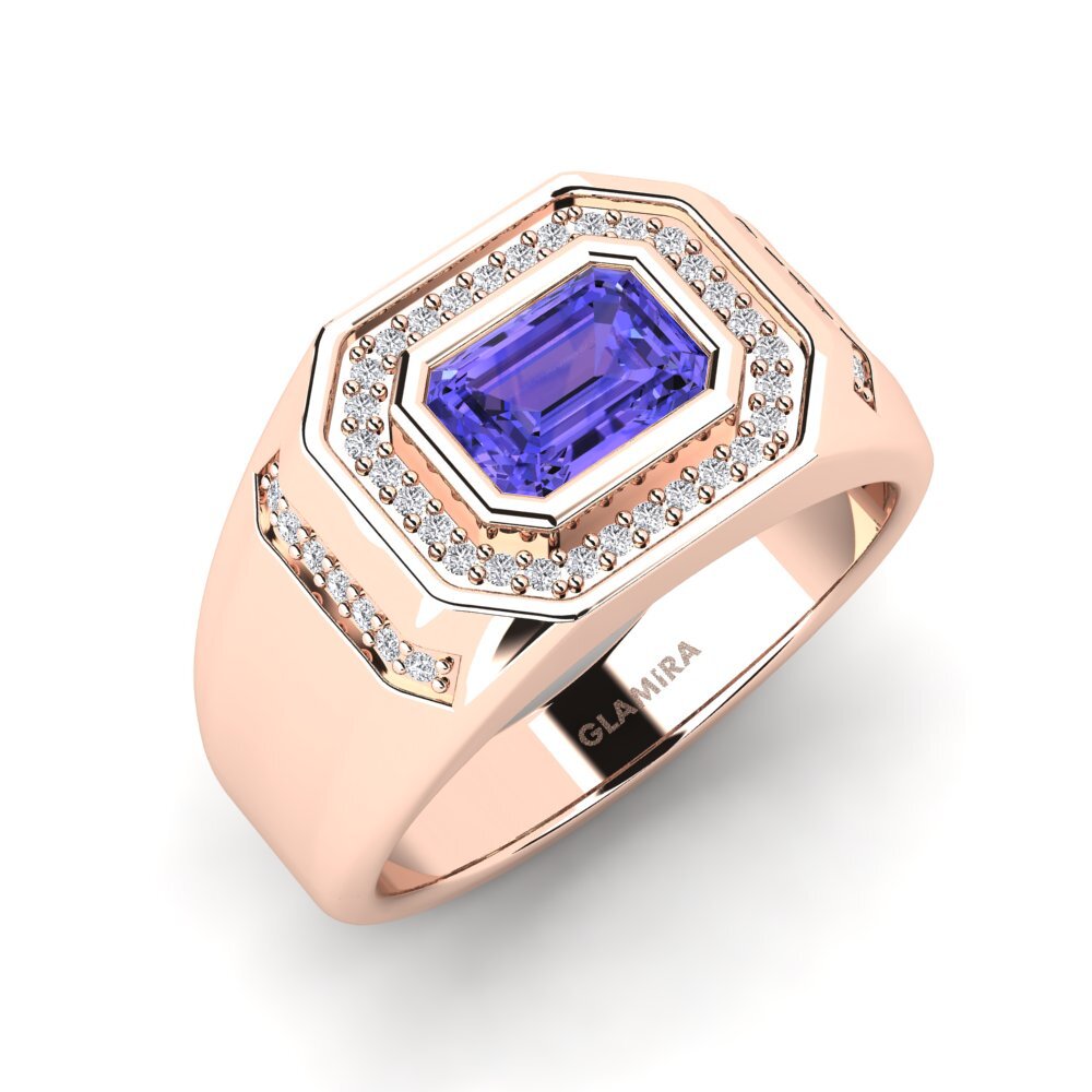 18ct Rose Gold Tanzanite Men's Ring Reece