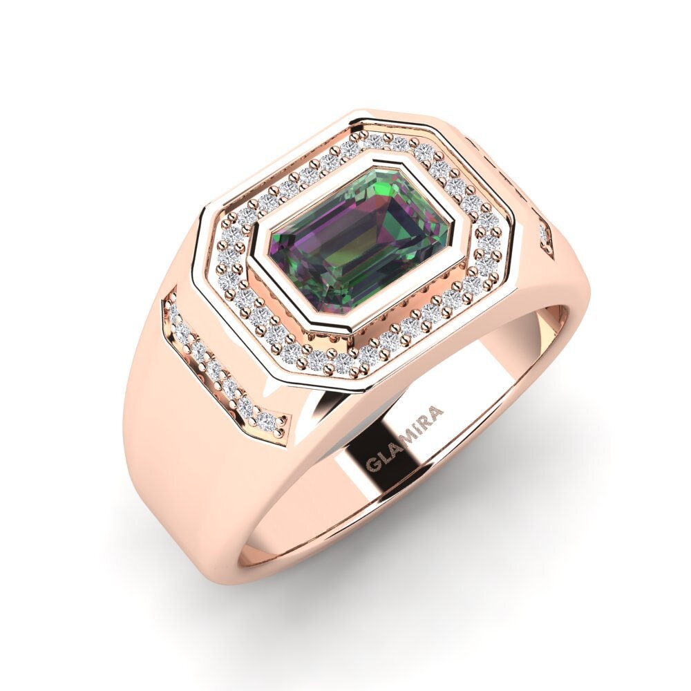 9ct Rose Gold Mystic Topaz Men's Ring Reece
