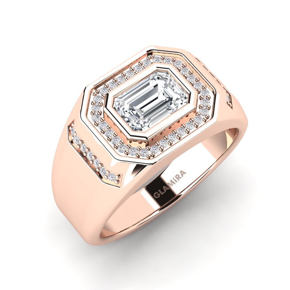 9ct Rose Gold White Zircon Men's Ring Reece