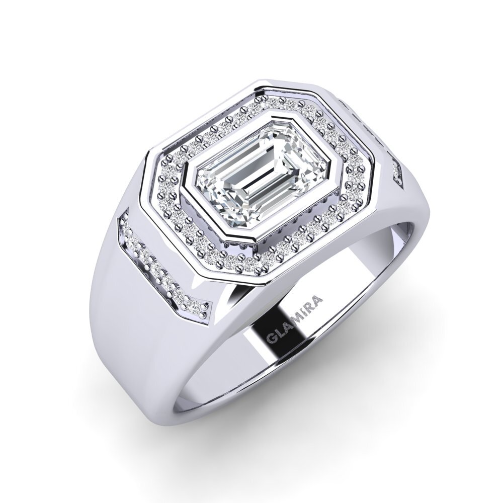 Weiß-Silber Weißer Zirkon Herrenring Reece